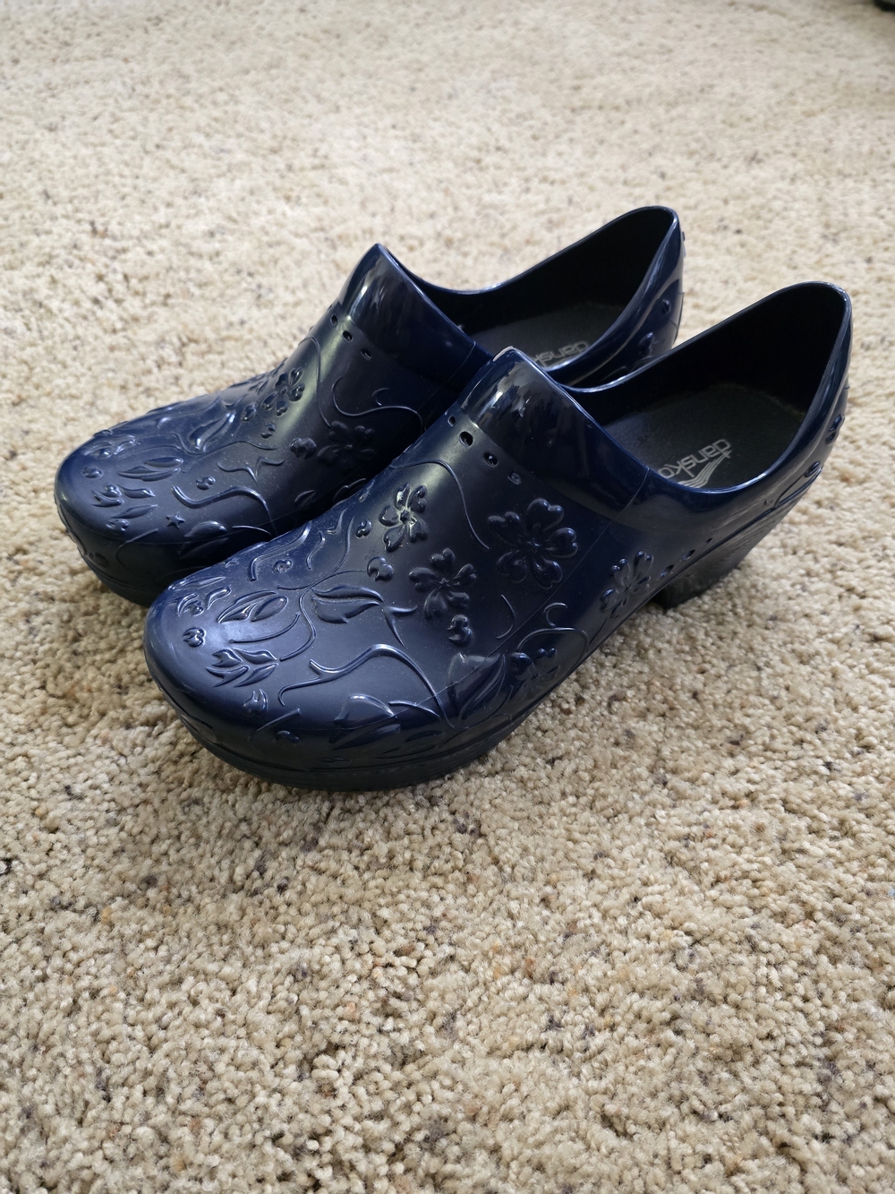 Dansco Navy Floral Pixi Slip-On  Clogs for Women